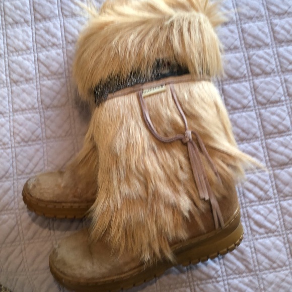 Sz 7W bear paw calf skin sheep lined winter boot - Picture 2 of 7
